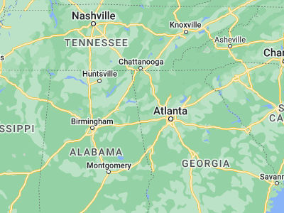 Map showing location of Cedartown (34.05371, -85.25495)