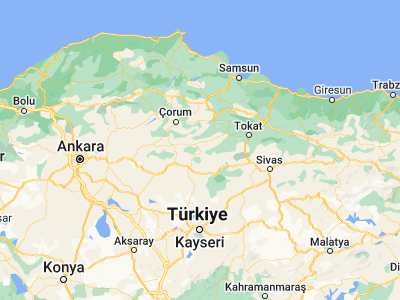 Map showing location of Çekerek (40.07306, 35.49472)