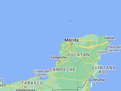 Map showing location of Celestún (20.86071, -90.39807)