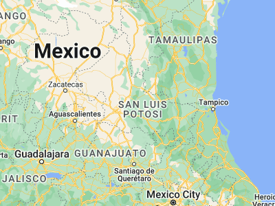 Map showing location of Cerritos (22.43333, -100.28333)