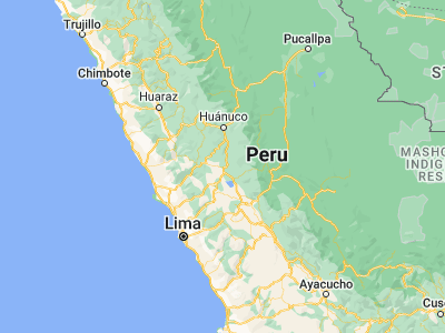 Map showing location of Cerro de Pasco (-10.68333, -76.26667)