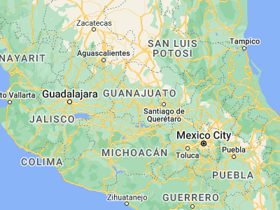 Map showing location of Cerro Gordo (20.5925, -101.12713)