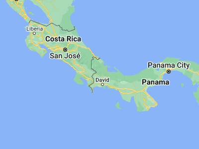 Map showing location of Cerro Punta (8.85, -82.56667)