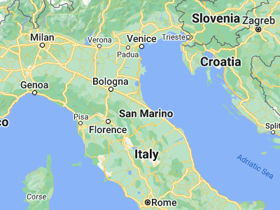Map showing location of Cesena (44.1391, 12.24315)