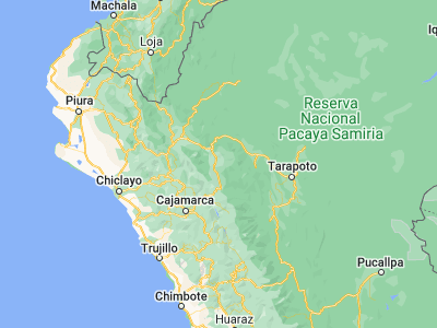 Map showing location of Chachapoyas (-6.23169, -77.86903)