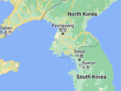 Map showing location of Chaeryŏng-ŭp (38.39917, 125.61556)