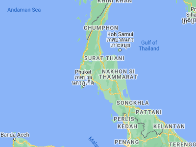 Map showing location of Chai Buri (8.46222, 99.07631)