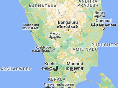 Map showing location of Chamrajnagar (11.92312, 76.93949)