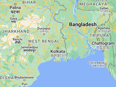 Map showing location of Chandannagar (22.86225, 88.36796)