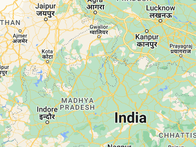 Map showing location of Chanderi (24.71514, 78.1376)
