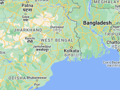 Map showing location of Chandrakona (22.73333, 87.51667)