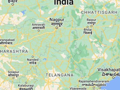 Map showing location of Chandrapur (19.95, 79.3)