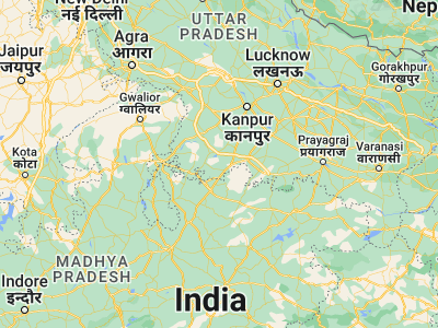 Map showing location of Charkhāri (25.40139, 79.75045)