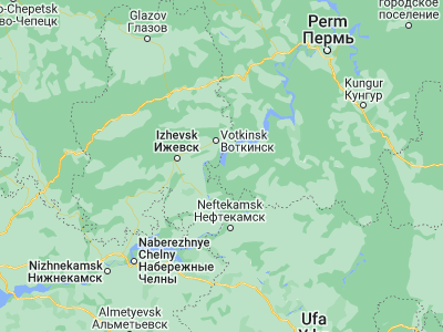 Map showing location of Chaykovskiy (56.76864, 54.11484)