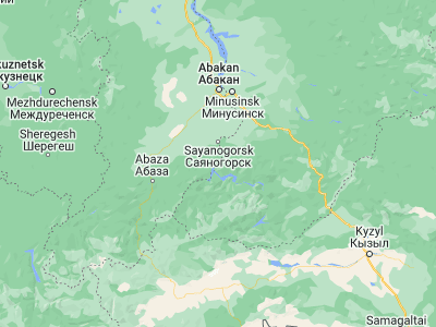 Map showing location of Cherëmushki (52.83556, 91.39444)