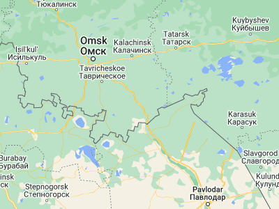 Map showing location of Cherlak (54.155, 74.8055)