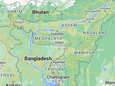 Map showing location of Cherrapunji (25.28493, 91.71861)