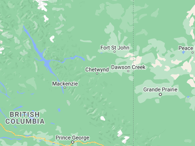 Map showing location of Chetwynd (55.69988, -121.63627)