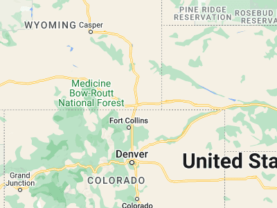 Map showing location of Cheyenne (41.13998, -104.82025)