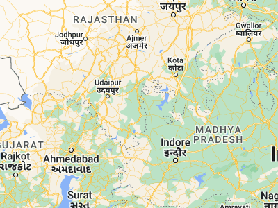 Map showing location of Chhoti Sādri (24.38145, 74.7012)