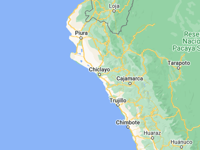 Map showing location of Chiclayo (-6.77361, -79.84167)