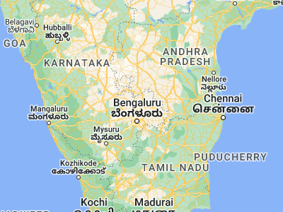 Map showing location of Chik Ballāpur (13.43417, 77.72417)