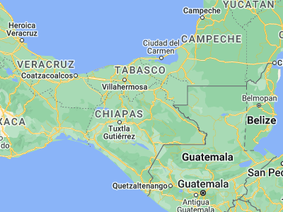Map showing location of Chilón (17.23333, -92.41667)