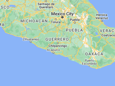 Map showing location of Chilpancingo de los Bravos (17.55, -99.5)