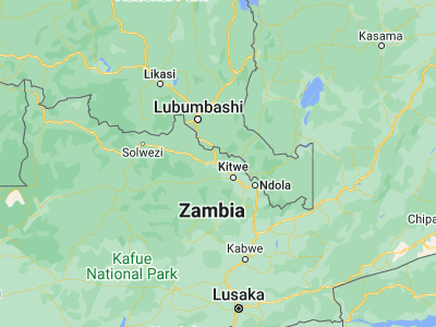 Map showing location of Chingola (-12.52897, 27.88382)