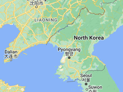 Map showing location of Chŏngju (39.69333, 125.21028)