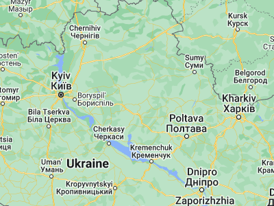 Map showing location of Chornukhy (50.26732, 32.94196)