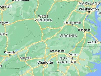 Map showing location of Christiansburg (37.12985, -80.40894)