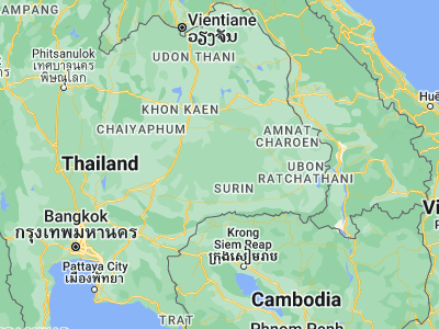 Map showing location of Chumphon Buri (15.34862, 103.39217)