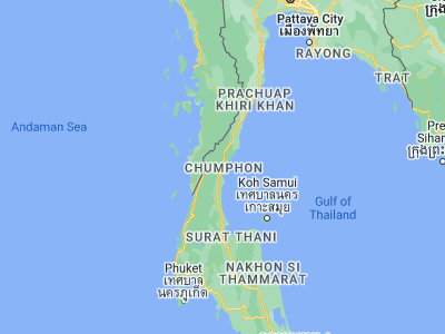 Map showing location of Chumphon (10.4957, 99.17971)