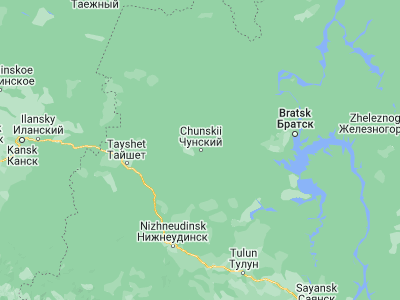 Map showing location of Chunskiy (56.0815, 99.6342)