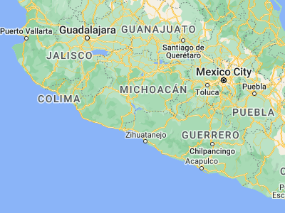 Map showing location of Churumuco de Morelos (18.66411, -101.64639)