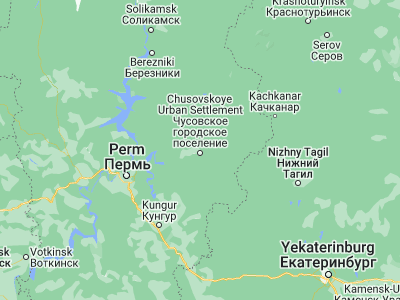 Map showing location of Chusovoy (58.3013, 57.8131)