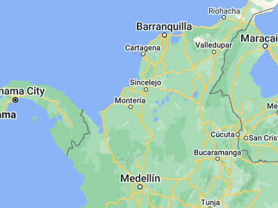 Map showing location of Ciénaga de Oro (8.87443, -75.62028)