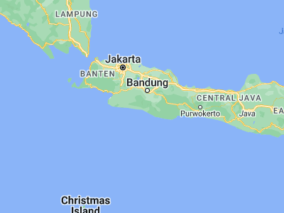 Map showing location of Cikarang (-7.4263, 107.4533)