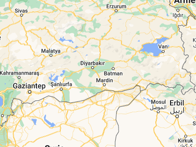 Map showing location of Çınar (37.72333, 40.41611)