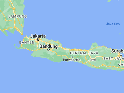 Map showing location of Cirebon (-6.7063, 108.557)