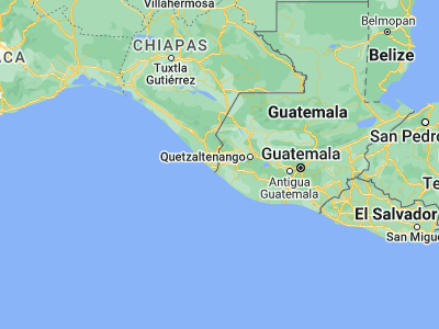 Map showing location of Ciudad Tecún Umán (14.66667, -92.15)