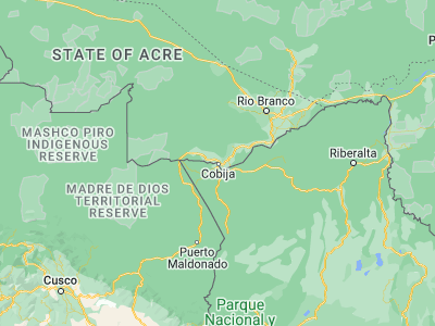 Map showing location of Cobija (-11.02671, -68.76918)