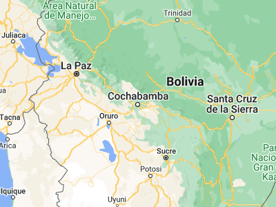 Map showing location of Cochabamba (-17.3895, -66.1568)