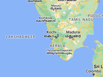 Map showing location of Kochi (9.93988, 76.26022)