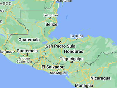 Map showing location of Cofradía (15.4, -88.15)