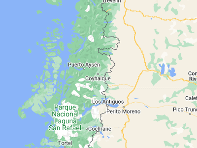 Map showing location of Coihaique (-45.57524, -72.06619)