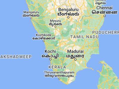 Map showing location of Coimbatore (10.9925, 76.96139)
