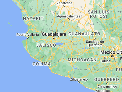 Map showing location of Cojumatlán de Régules (20.11858, -102.85182)