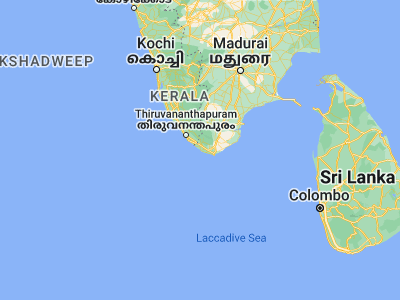 Map showing location of Colachel (8.17938, 77.25818)